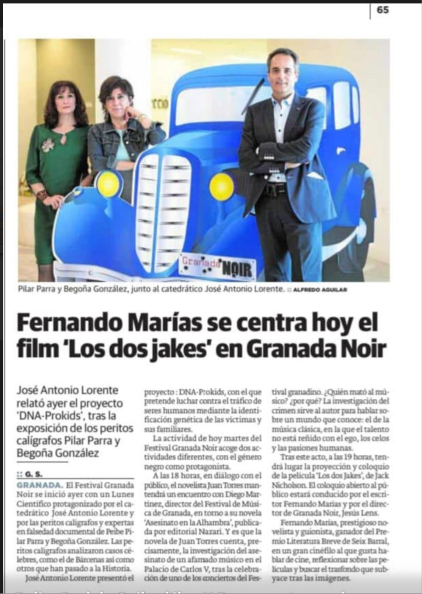 La pericia caligráfica en la primera edición de Granada Noir